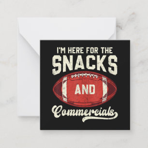 Ich bin hier wegen der Snacks und Werbespots Footb Mitteilungskarte