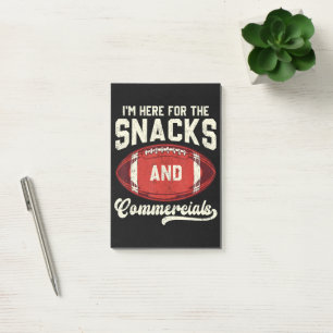 Ich bin hier wegen der Snacks und Werbespots Footb Post-it Klebezettel
