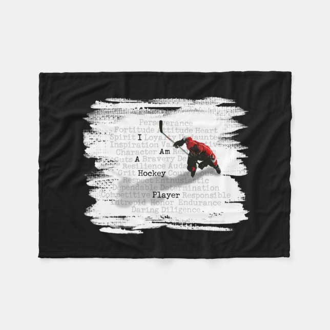 Ich bin Hockey-Spieler Fleecedecke (Vorderseite (Horizontal))