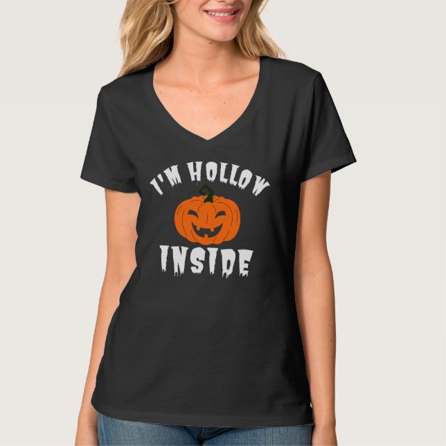 Ich bin Hollow Inside Pumkin Kürbislaterne T-Shirt (Vorderseite)