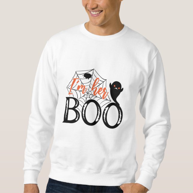 Ich bin ihr Boo Funny Cool Halloween-Geist Sweatshirt (Vorderseite)