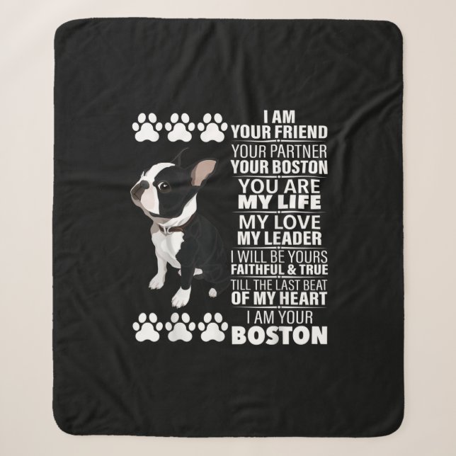 Ich bin Ihr Freund Ihr Partner Ihr Boston Terrier Sherpadecke (Vorderseite)