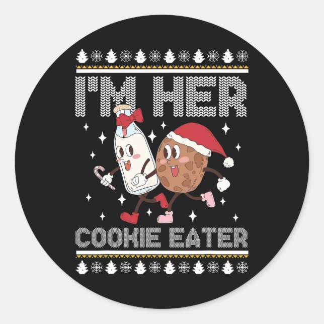 Ich bin ihr Keksessen - im Milchtrink Christm Runder Aufkleber (Vorderseite)