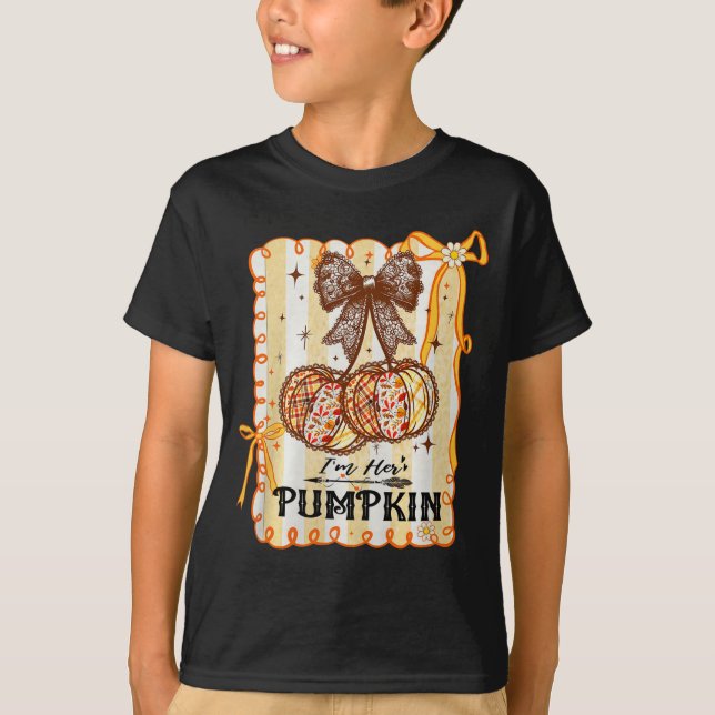 Ich bin ihr Kürbis Kirsche Paar Kokette Schleife H T-Shirt (Vorderseite)