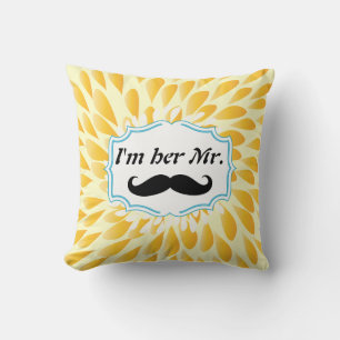 Ich bin ihr Mr. Mustard Yellow Modernes Blumenkiss Kissen