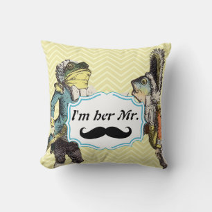 Ich bin ihr Mr. Mustard Yellow Mustache Floral Pil Kissen