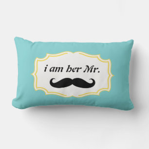 Ich bin ihr Mr. Mustard Yellow Mustache Pillow Lendenkissen
