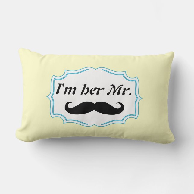 Ich bin ihr Mr. Mustard Yellow Mustache Pillow Lendenkissen (Vorderseite)