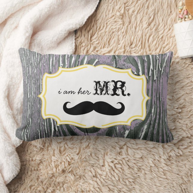 Ich bin ihr Mr. Old Wood Lavender Mustache Pillow Lendenkissen (Decke)