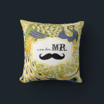 Ich bin ihr Mr. Yellow Lila Mustache Peacock Pillo Kissen<br><div class="desc">Bistro Style Ästhetik Mustache Lemon Zest und Lila Lavender Vintagen Floral Country Chic Wirbel Peacock I bin Ihr Herr Sie können diese wunderschönen Vintagen Elemente Lila, Gelb Grün und Black Peacock Pillow personalisieren, um alles zu sagen, was Sie mögen oder verwenden Sie den bestehenden Mr für den Groom/Husband oder kaufen...</div>