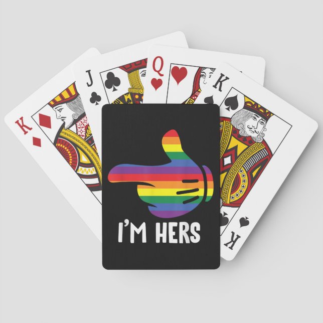 Ich bin ihr Rainbow Lesbian Couple Funny LGBT Prid Spielkarten (Rückseite)
