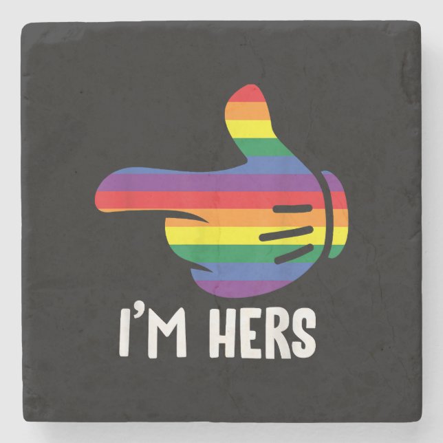 Ich bin ihr Rainbow Lesbian Couple Funny LGBT Prid Steinuntersetzer (Vorderseite)