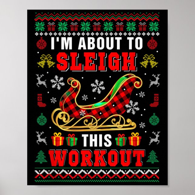 Ich bin im Begriff, diese Workout Santa Sleigh Wei Poster (Vorne)