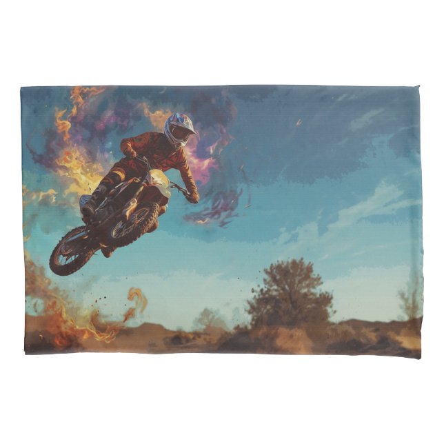 Ich bin im Feuer - Motocross-Fahrer Kissenbezug (Vorderseite)