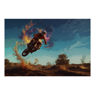 Ich bin im Feuer - Motocross-Fahrer Poster