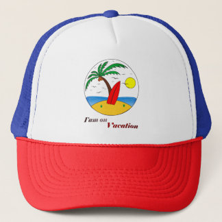 Ich bin im T - Shirt im Urlaub Truckerkappe