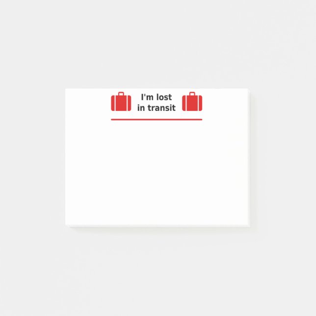 Ich bin im Transit Doppelkassettenhellfarbe verlor Post-it Klebezettel (Vorderseite)