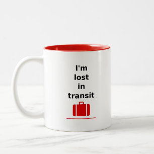 Ich bin im Transit Reisekoffer mit heller Farbe ve Zweifarbige Tasse