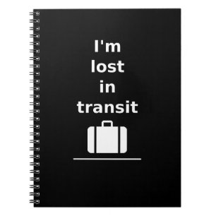 Ich bin im Transit Travel Suitcase dunkler Monoton Notizblock