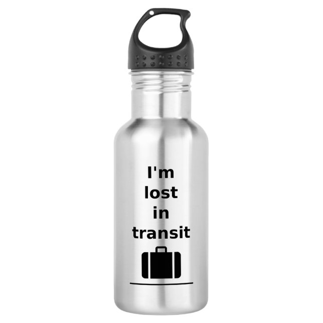 Ich bin im Transit Travel Suitcase Light-Monoton v Edelstahlflasche (Vorderseite)