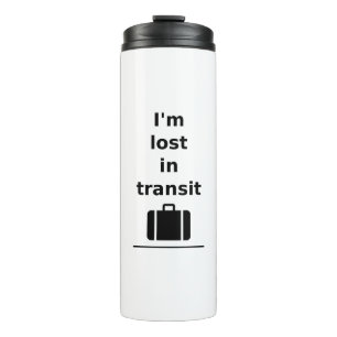 Ich bin im Transit Travel Suitcase Light-Monoton v Thermosbecher
