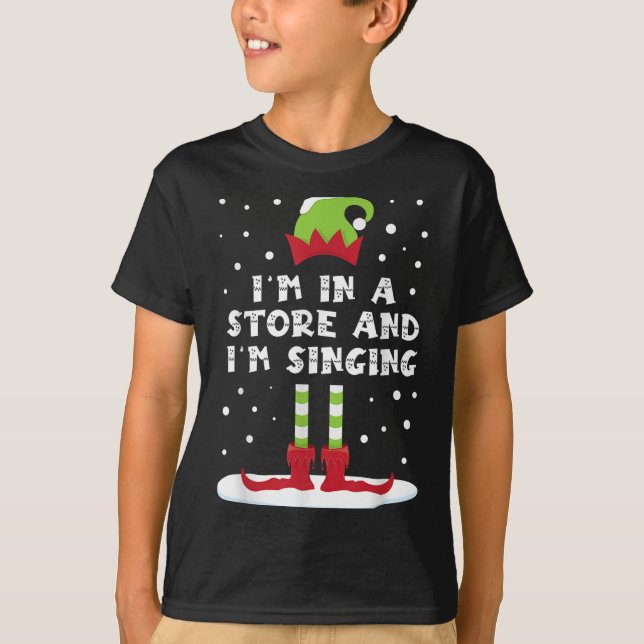 Ich bin in einem Geschäft und singe Elf Matching F T-Shirt (Vorderseite)