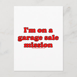 Ich bin in einer Garage-Verkaufsmission Postkarte