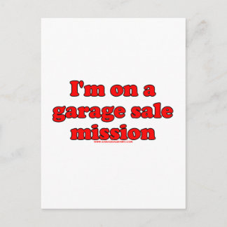 Ich bin in einer Garage-Verkaufsmission Postkarte