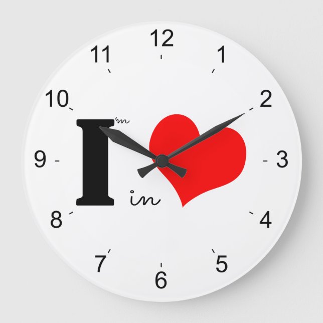 Ich bin in Liebe Große Wanduhr (Vorderseite)
