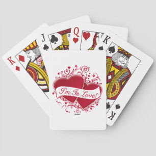 Ich bin in Liebe! Rote Herzen Spielkarten