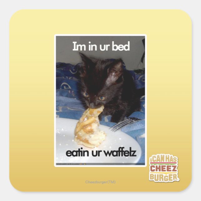 Ich bin in unserem Bett Quadratischer Aufkleber (Vorderseite)