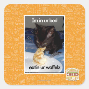 Ich bin in unserem Bett Quadratischer Aufkleber