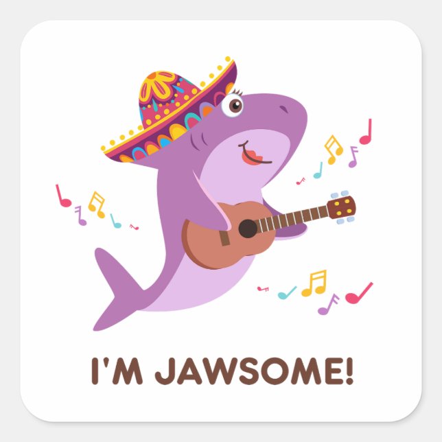 Ich bin Jawsome Pun Square Sticker (Vorderseite)