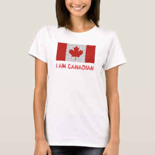 Ich BIN KANADISCHE Flagge rot und weiß T-Shirt