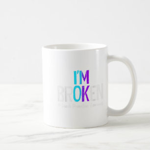 Ich bin kaputt, Aquamarin und amp; Lila Ribbon-Sui Kaffeetasse