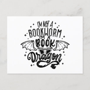 Ich bin kein Buchwurm, ich bin ein Buch-Drachen-Fa Postkarte