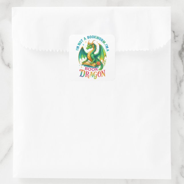 Ich bin kein Buchwurm... Quadratischer Aufkleber (Tasche)
