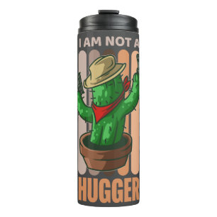 Ich bin kein Hugger Funny Sarcastic Cowboy Cactus Thermosbecher