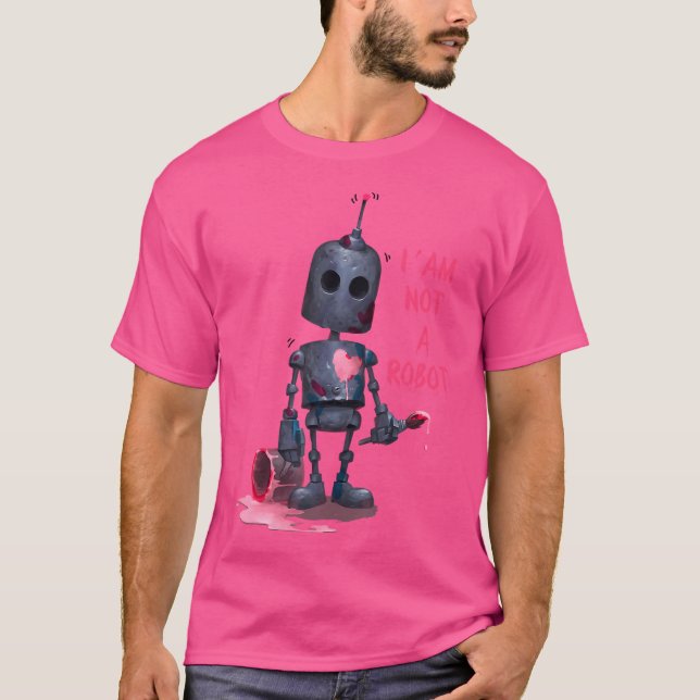 ICH bin kein Roboter Grau mit Computer Internet T-Shirt (Vorderseite)