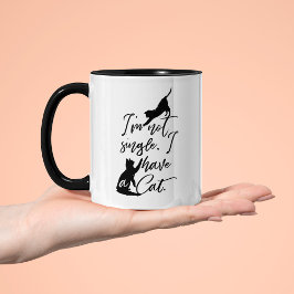 Ich bin kein Single, ich habe eine Katze | Katze L Zweifarbige Tasse