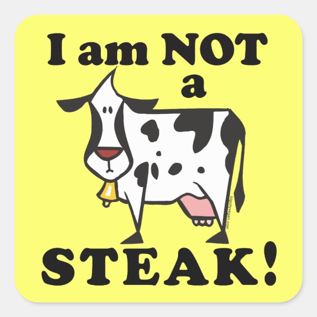 Ich bin kein Steak Animal Rights Quadratischer Aufkleber (Vorderseite)