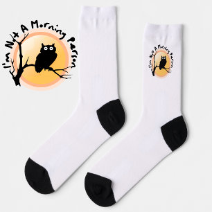 Ich bin keine Frühaufsteherin lustiger Eulen-Spruc Socken