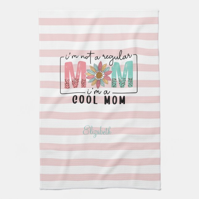 Ich bin keine normale Mama Pink Stripes Geschirrtuch (Vertikal)