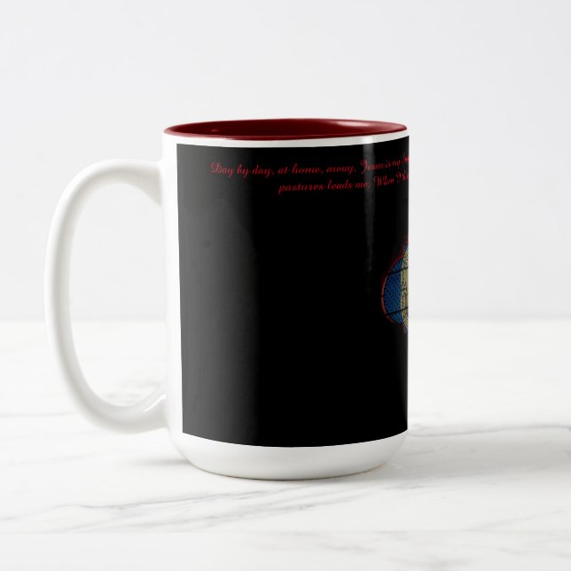 "Ich bin kleines Lamm" #2 Jesuss Zweifarbige Tasse (Links)