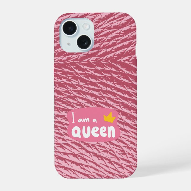 ICH BIN KÖNIGIN / Hellrosa iPhone 15 Hülle (Rückseite)