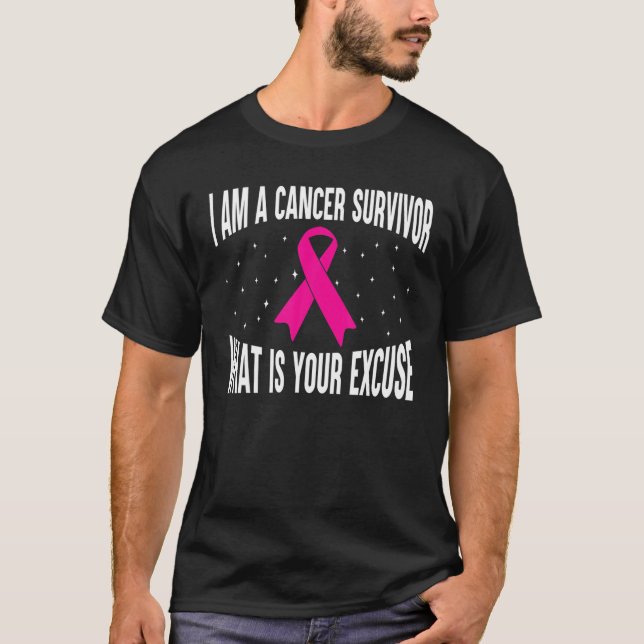 Ich bin Krebsüberlebender rosa Ribbon Brustkrebs A T-Shirt (Vorderseite)