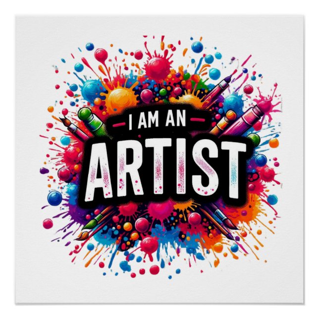 Ich bin Künstlerin | Maler | ZEICHNEND | Kunstlehr Poster (Vorderseite)