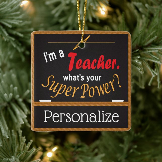 Ich bin Lehrerin, was ist dein Super-Power? Keramikornament (Baum)
