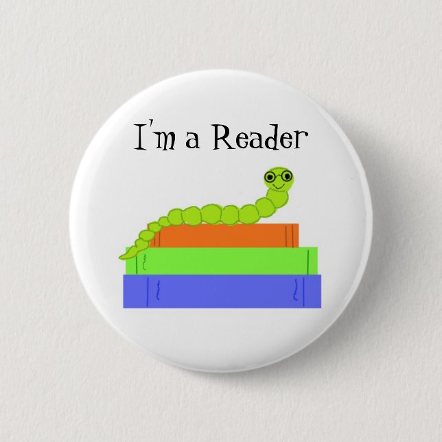 Ich bin Leser, Bookworm Button (Vorderseite)