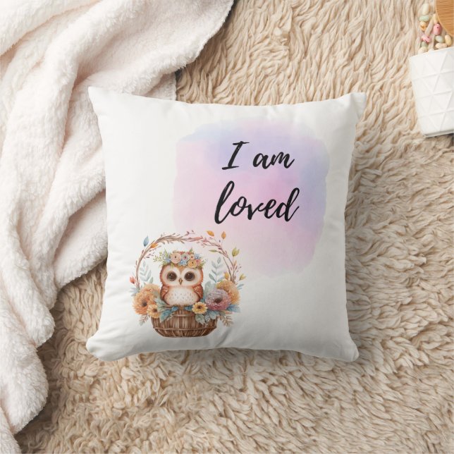 Ich bin liebt Kinder Zimmer Owl Air Ballon Positiv Kissen (Decke)